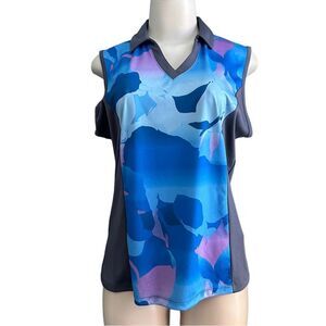 Callaway Blue Sea Star Active Opti-Dry V Neck Golf Sleeveless Tank Size Large